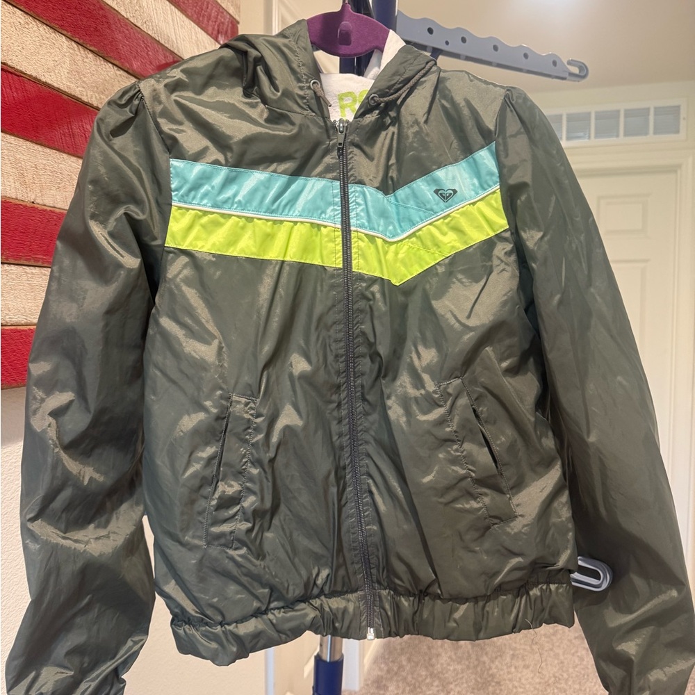 Like New Girls Roxy Green and Blue Jacket Size XL